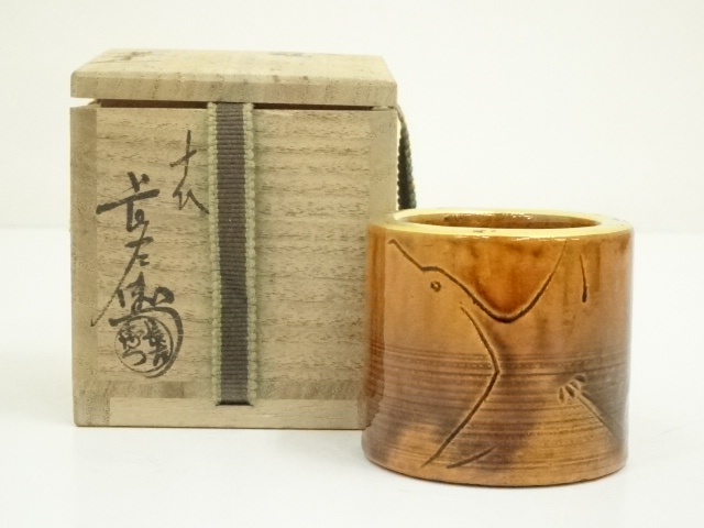 【美品】茶道具・古道具・大樋焼・蓋置・大樋四方蓋置・十代大樋長左衛門 美品】茶道具・古道具・大樋焼・蓋置・大樋四方蓋置・十代大樋長